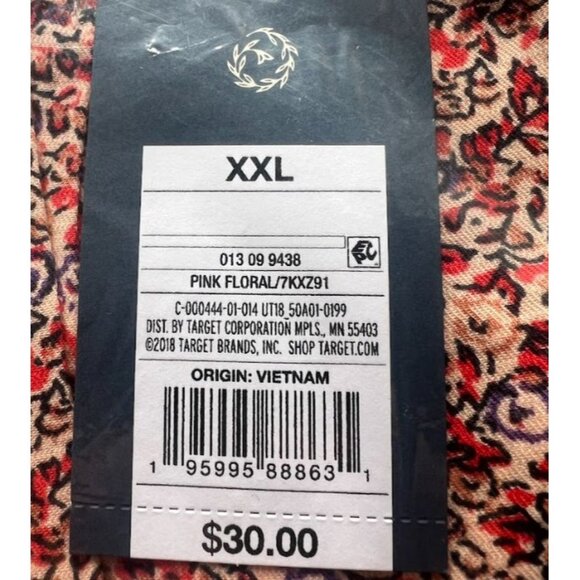 Universal Thread Women's Sleeveless Short Pintuck Dress Pink Floral XXL - Picture 3 of 3